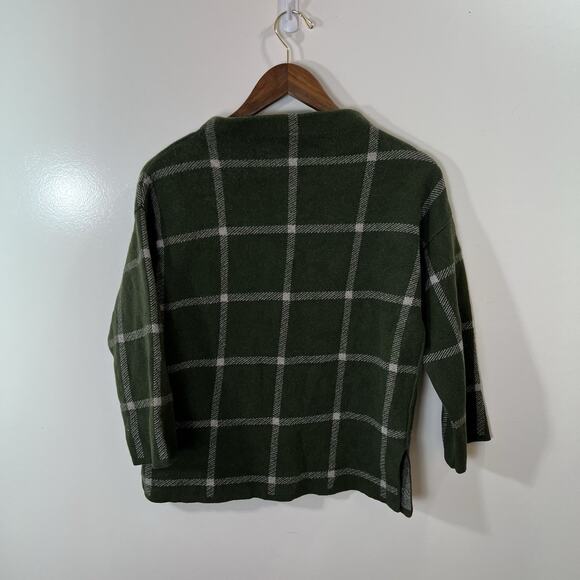 Natan Women's Wool Sweater Size S 3 Forest Green Plaid Preppy Designer Old Money - Picture 2 of 7